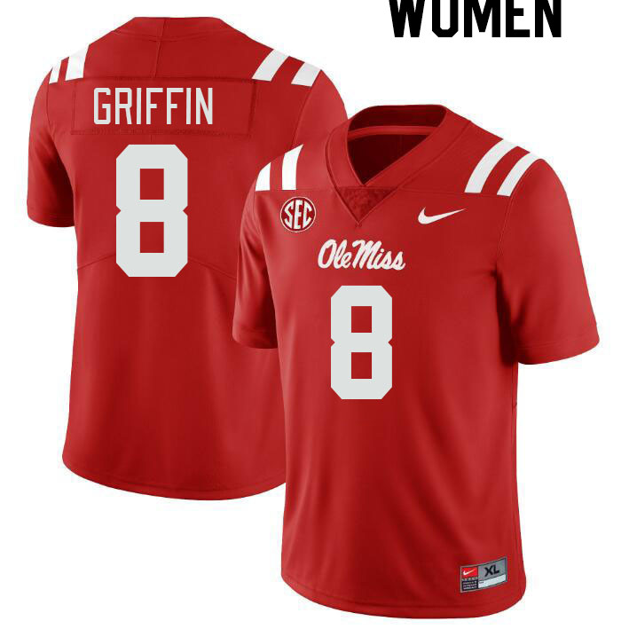Women #8 Jam Griffin Ole Miss Rebels College Football Jerseyes Stitched Sale-Red - Click Image to Close